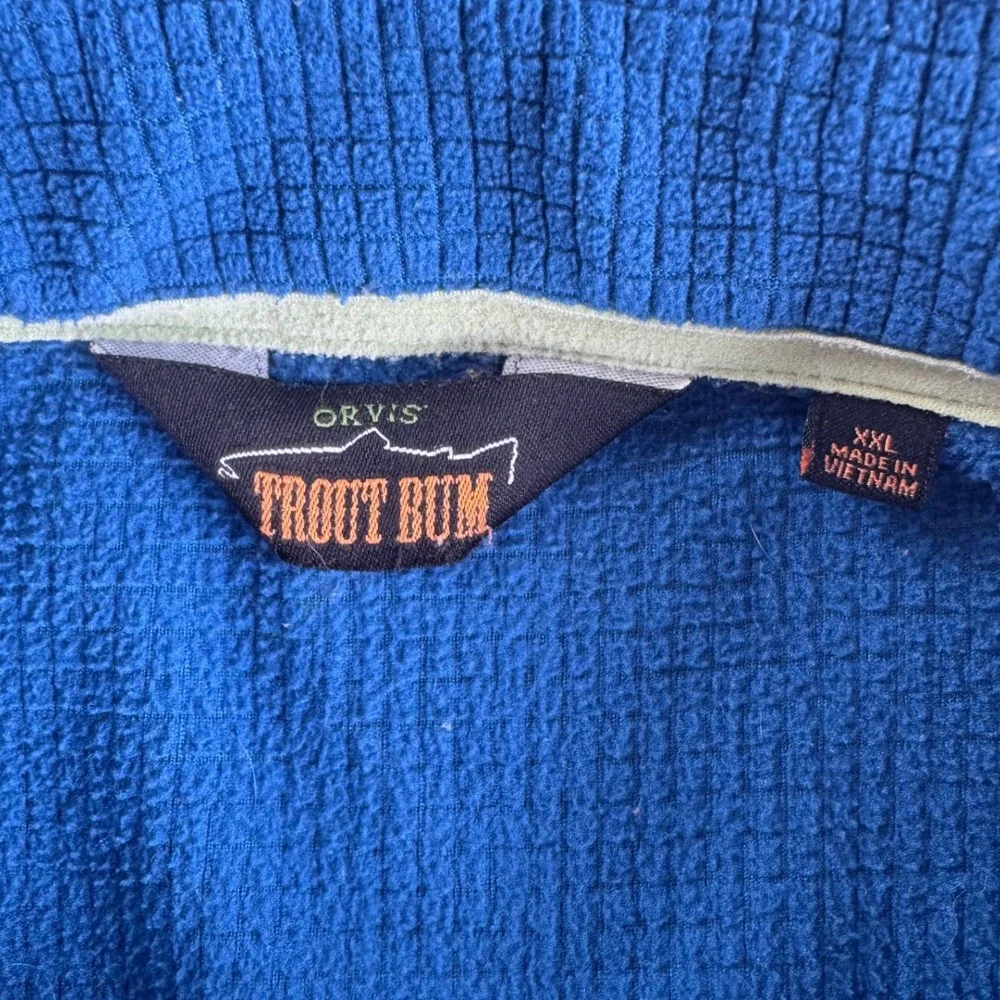 Orvis Trout Bum Fleece Pullover XXL Blue 1/4 Zip Outdoor Gorpcore Dadcore Hiking